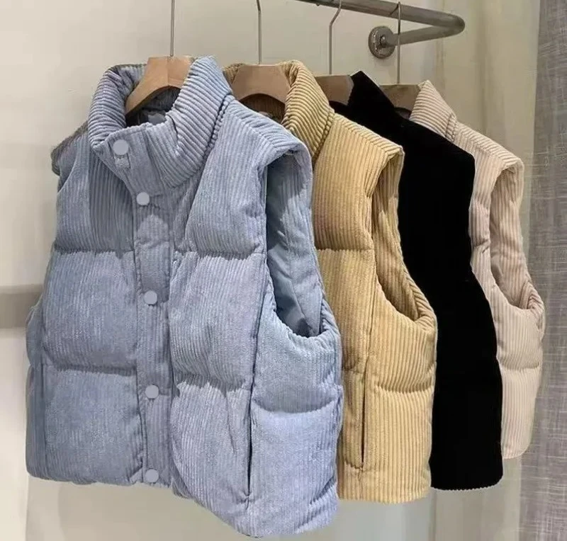 

Women's Corduroy down Cotton Vest Autumn Winter Fashion Outerwear Pure Color No Casual Comfortable Jacket