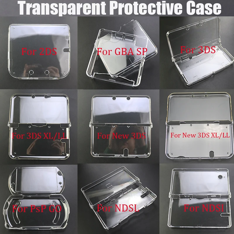 YUXI 1PCS Clear Crystal Shell For 2DS 3DS XL LL New 3DS XL NDSL NDSI XL PSP GO  Protective Cover Shell For GBA SP