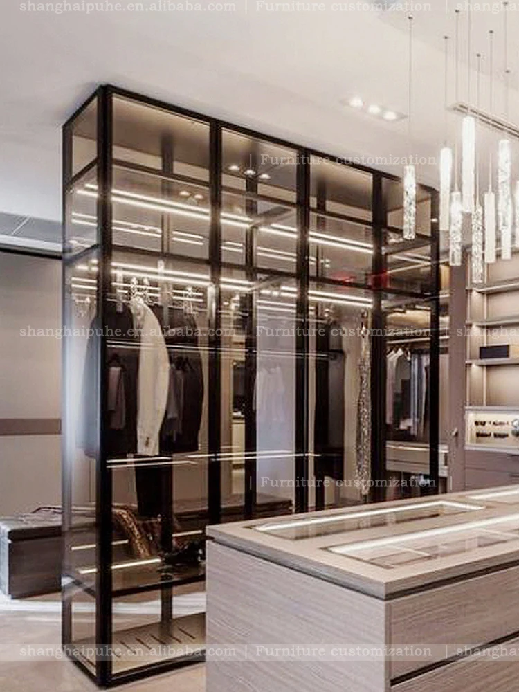 Closet Island Counterglass Display Cabinet Closet Island Custom Design Of Modern Light Luxury Cloakroom Island Counter With Glas