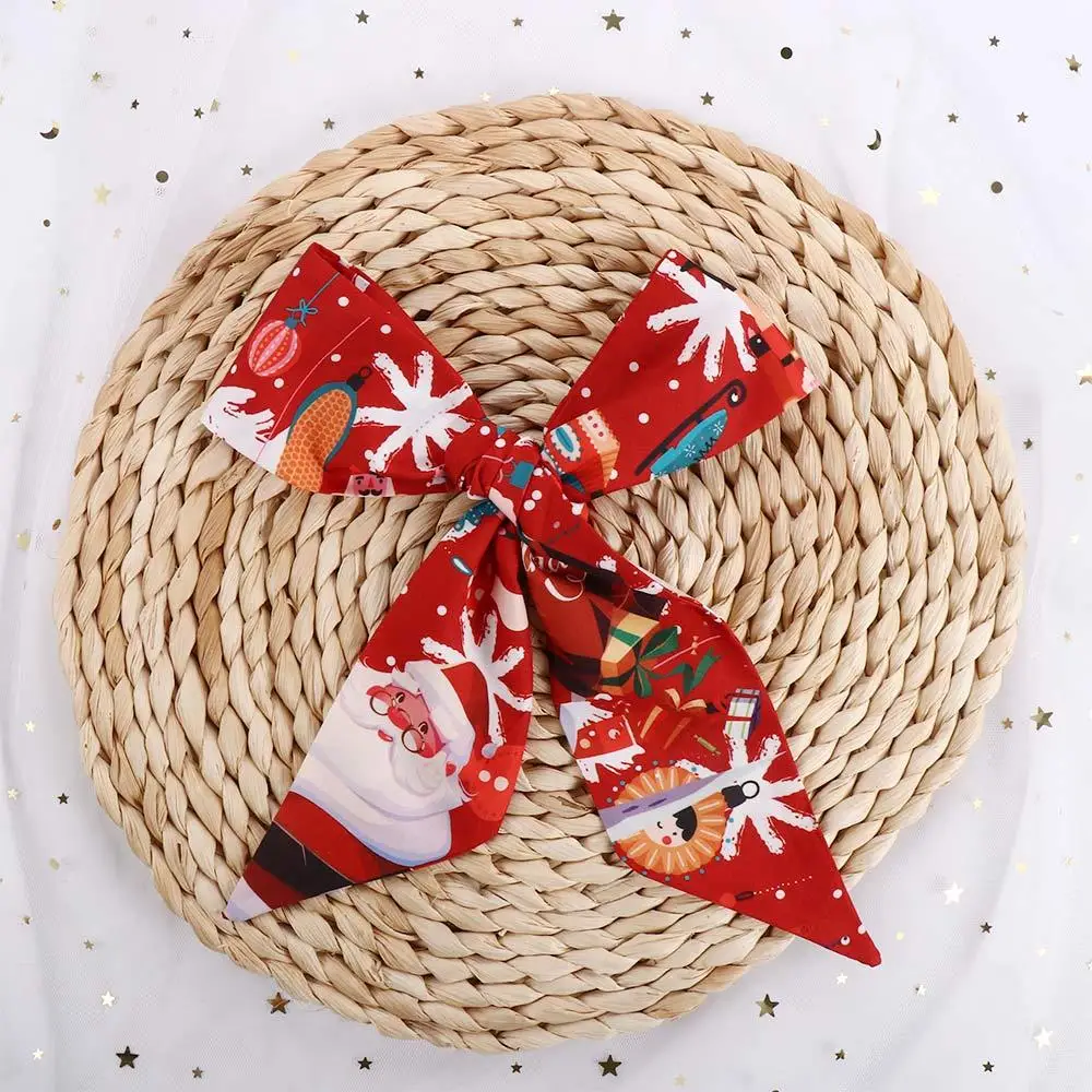 Bolsa bufandas accesorios corbata pañuelo largo estampado rojo lazo bufanda larga de seda banda para el cabello de Navidad bufanda estampada para mujer cinta para el cabello