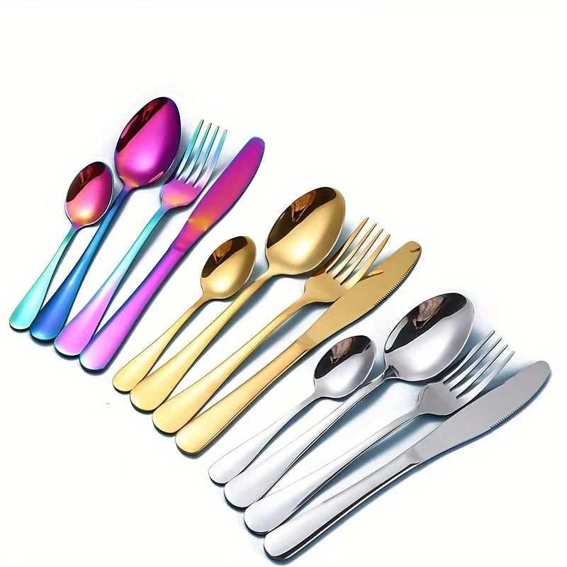 36-Piece High-End Stainless Steel 1010 Series Western Cutlery Set with Mirror Polished Finish: Knife, Fork, Spoon, and Dessert