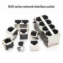 1PC RJ45 Network Socket Plastic Metal RJ45 Shielded Strip Light PCB SMT/horizontal/vertical Board Female Connector 8P8C 10P8C