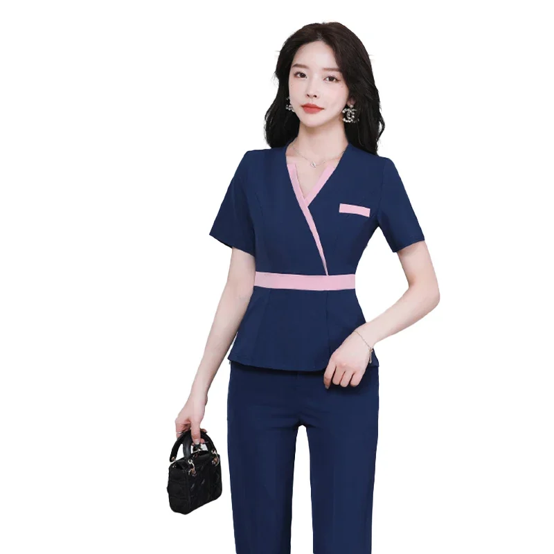 Beautician Overalls Working Hotel Front Desk  Club Spa Foot Bath  Beauty Salon Work Clothes Women  Massage Uniform trousers Suit