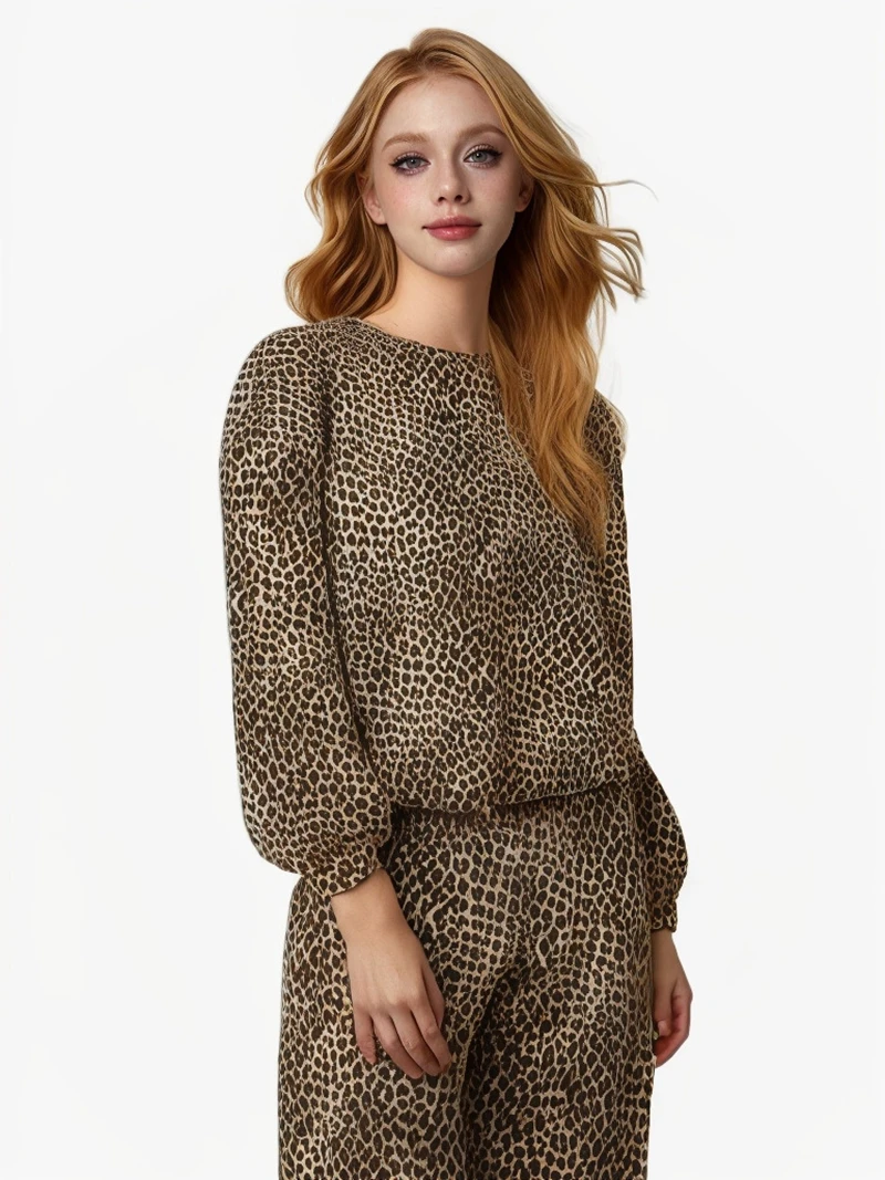 autumn and winter new European and American cross-border foreign trade men and women leopard-print fashion hoodie