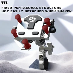 Motorcycle Phone Stand Aluminum Bike Mobile Phone Holder Cellphone Holder For Motorcycle Universal Phone Stand 360° Adjustable