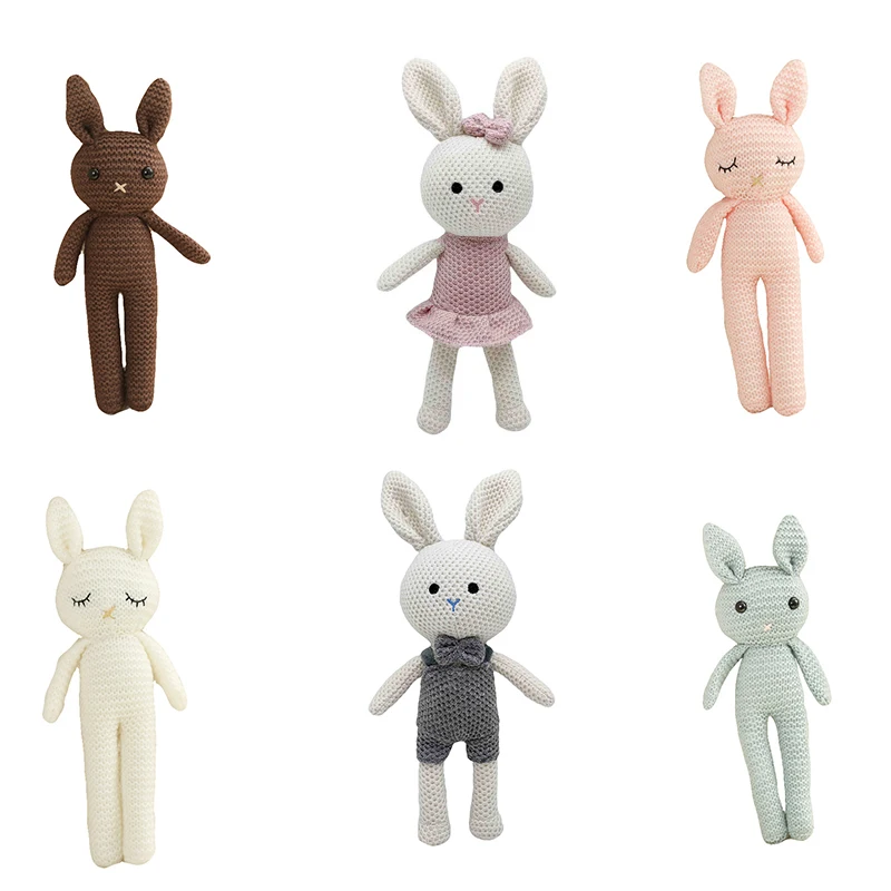 動物のぬいぐるみ,手作りのかぎ針編みのウサギのウールの人形,動物のぬいぐるみ,ウサギのネクタイ,キツネ,赤ちゃんのおもちゃ