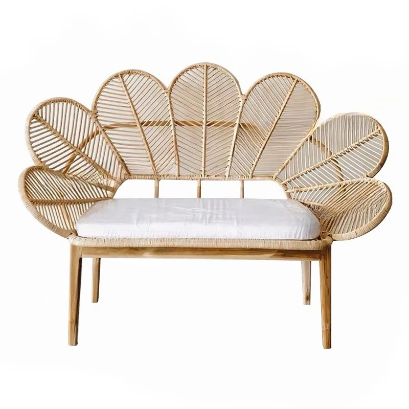 

Rattan Double Solid Wood Creative Peacock Homestay Indonesia Rattan Flower Leisure Rattan Chair