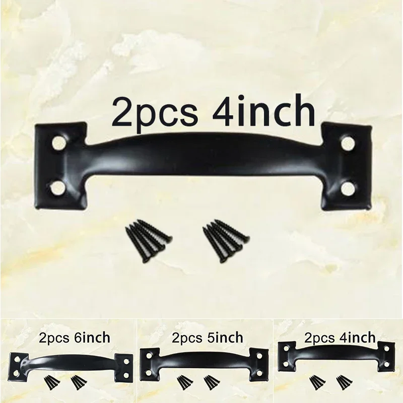 2PC Barn Door Handle Screws Gate Handle Pull For Sliding Barn Doors Gates Garages Sheds Black Iron Multi-purpose