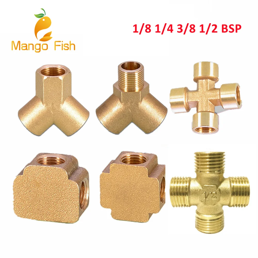 1/8 1/4 1/2 3/4 BSP żeński gwint męski Tee/Cross/typ kwadratowy redukujący miedziany Adapter złącze stykowe łącznik adaptera nakrętki mosiężne