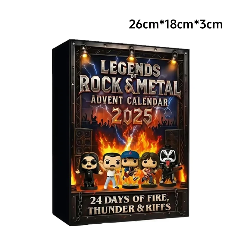 روك ميتال تقويم القدوم 2025 2D أكريليك مسطح لهدايا المشجعين الصخور والمعادن صندوق أعمى 24 يومًا العد التنازلي صندوق هدايا للأطفال