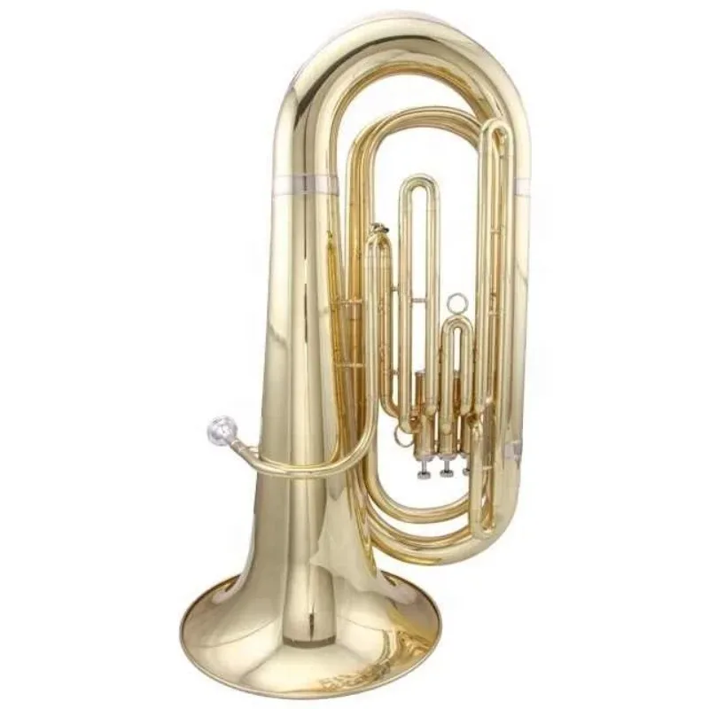 

Chinese Factory Made 3 Vertical Piston Tuba Gold Lacquer Brass Body Euphonium Woodwind Instrument