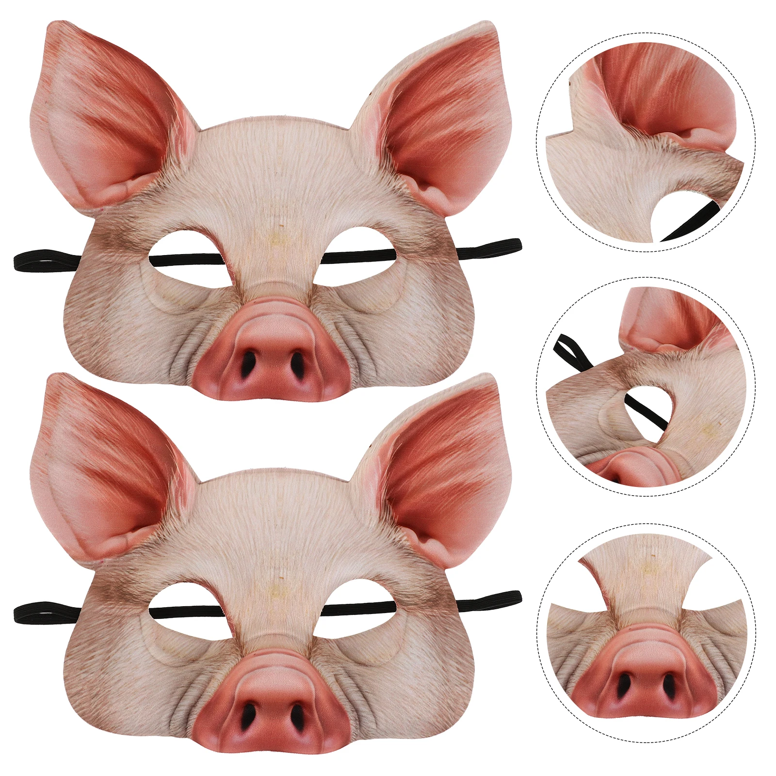 

2 pcs Pink Pig Half Face Animal Halloween Carnival Party Masquerade Fancy Dress Cosplay Lightweight Unisex For Men Women