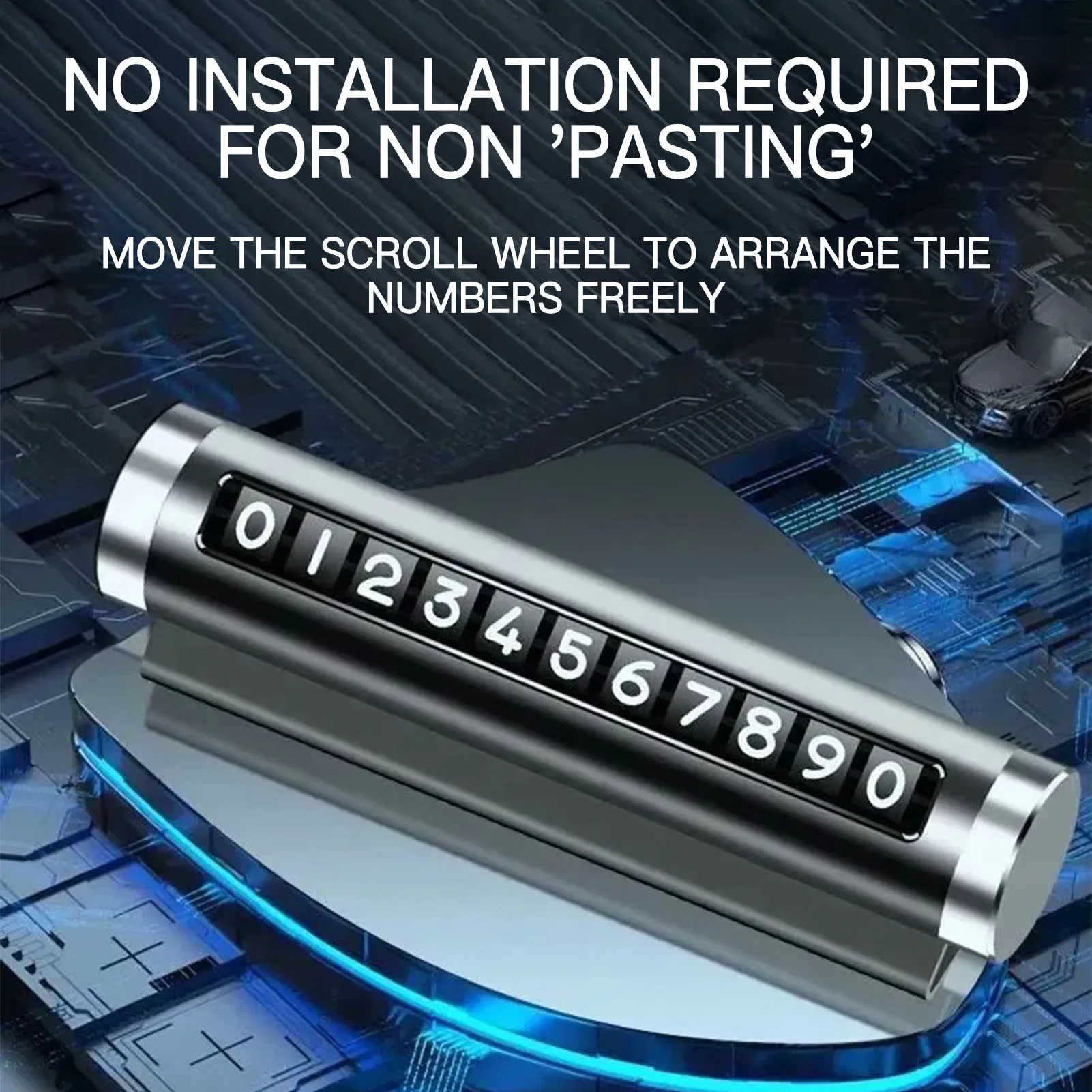 Car Temporary Parking Number Plate Alloy Roller Phone Number Display Card Universal Car Interior Ornament for Vehicle Dashboard