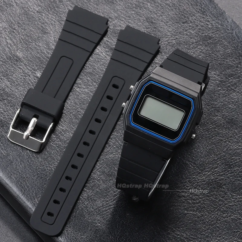 18mm Silicone Rubber Strap for Casio W800H W800H A158/168 AE1200/1300 SGW400 F91W F84 F105/108 Soft Black Watchband Bracelet