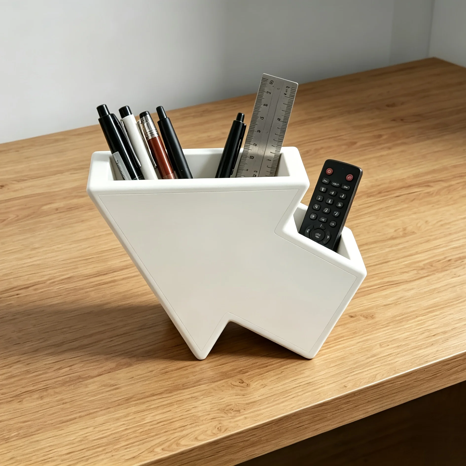 3D Printed Arrow Desk Organizer, 2 Compartments Remote Control Pen Holder, Arrow Shape Desk Decoration for Home Office