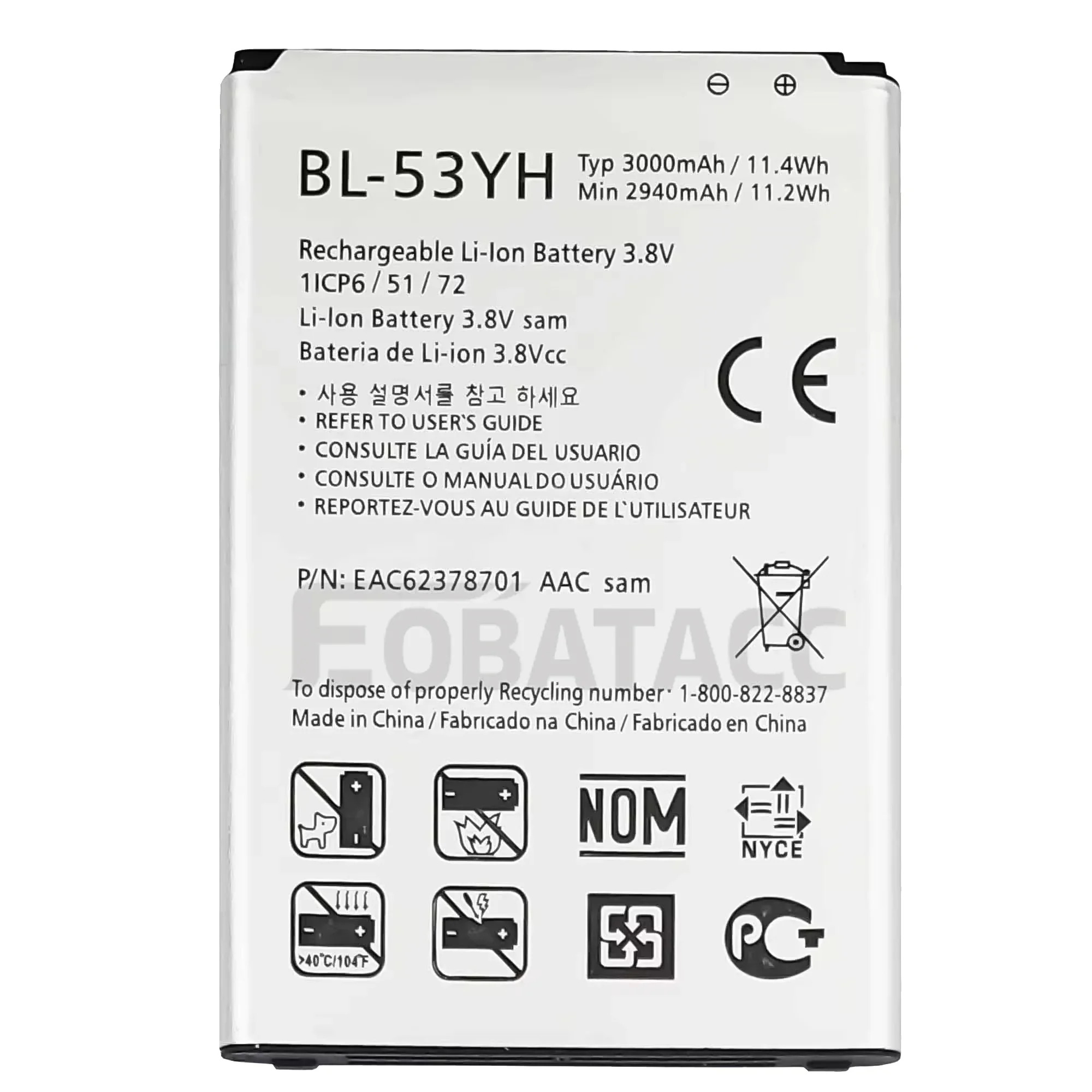 100% New Original Battery BL-53YH For LG C3/D855/D850/D851/D852/VS985 4G/LS990/F400K/G3 Stylus/D690/D690N Battery + Free Tools