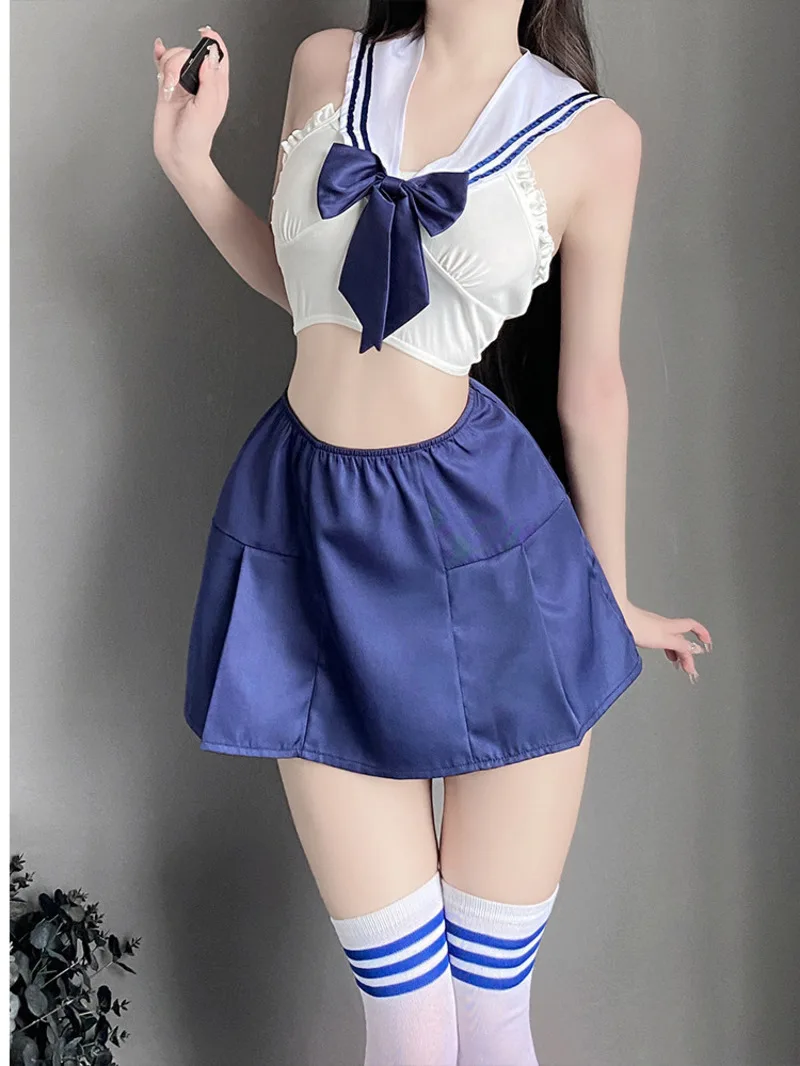 Campus Style Sexy off shoulder bowknot Peter pan Collar comfortable Pleated skirt cute outfits for women jk uniform two-piece 5V