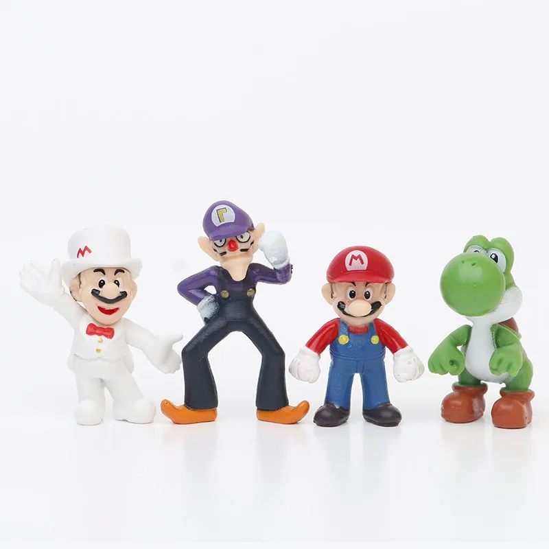 Super Mario Bros PVC figurines modèle jouets 2-8CM mignon Mini Anime Figure 18/48 pièces ensemble avec sac de rangement cadeau d'anniversaire pour les enfants