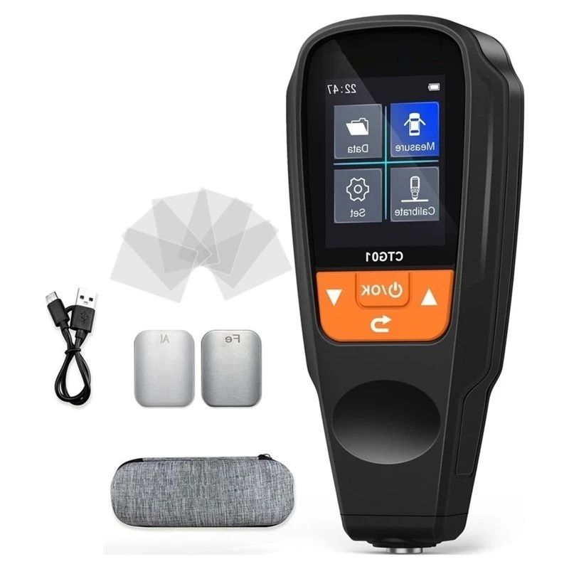 A08R~ Thickness Gauge Data Export Color Screen Car Paint Thickness Tester 0-2000UM Fe NFE Coating Meter, Film Thickness Meter