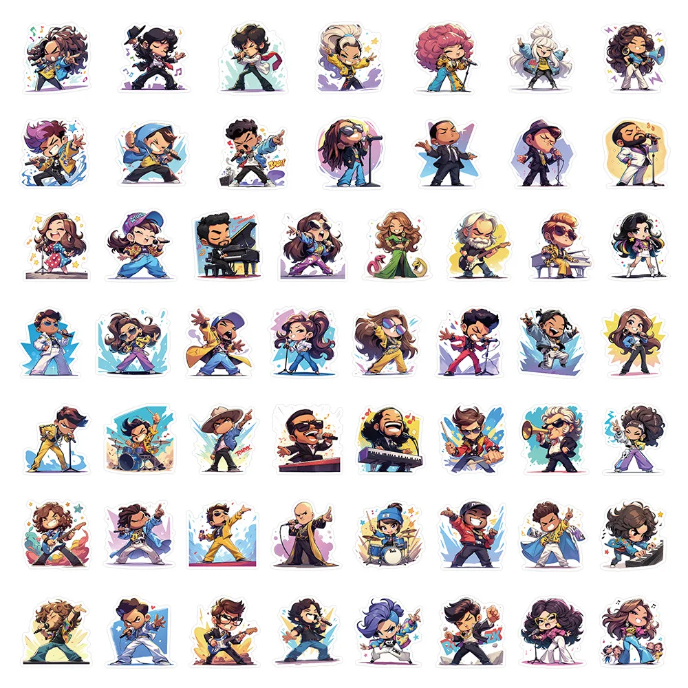 54 個ミュージシャン漫画ステッカー歌手落書きプレーヤー DIY クリエイティブ楽器装飾ラップトップギターデカールおもちゃ