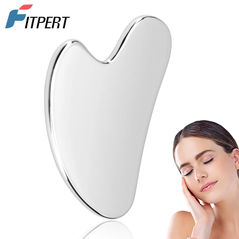 Aço inoxidável Gua Sha Ferramenta Facial, Natural e Universal Ferramenta de Massagem, Silver Metal Board para SPA Acupuntura