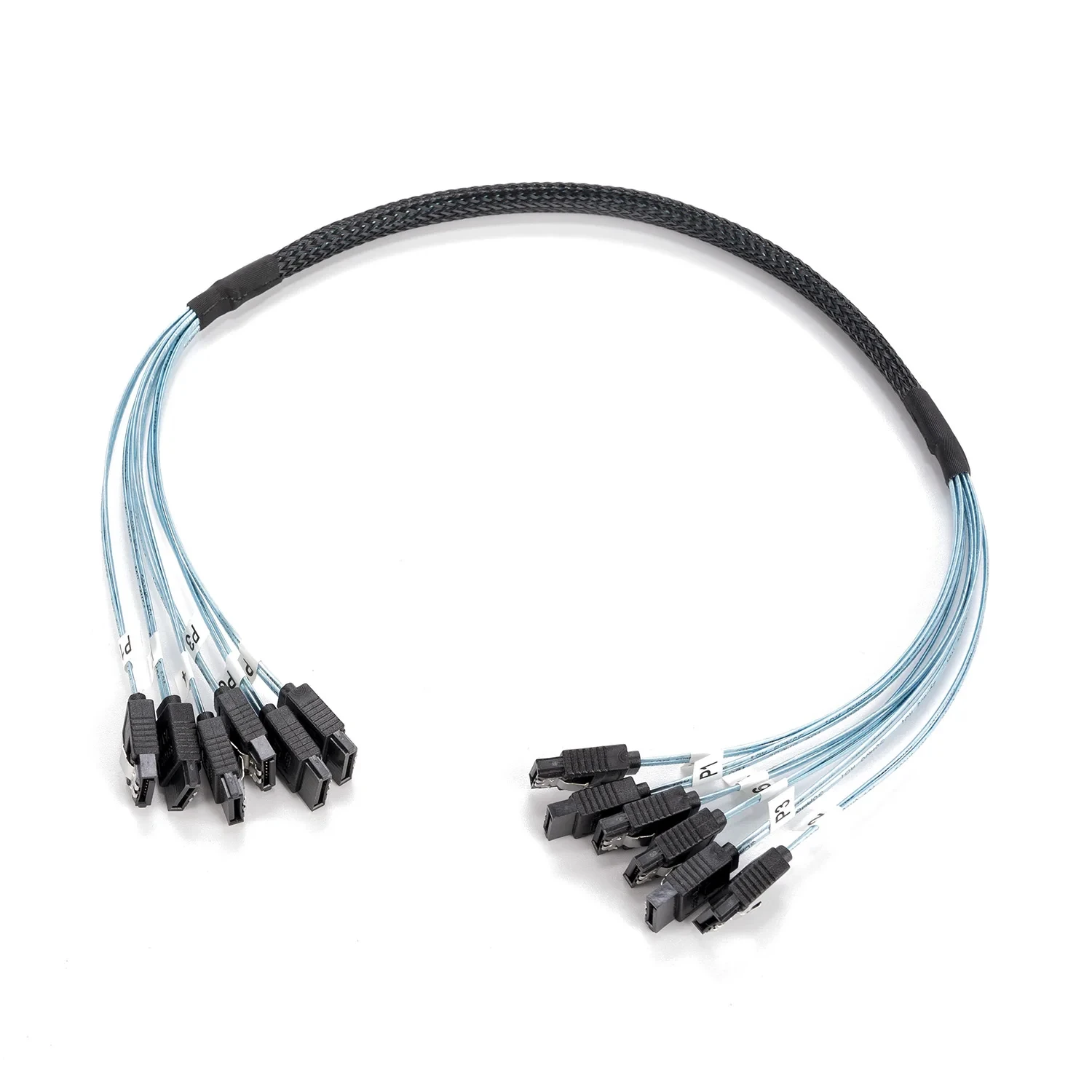 4/6/8Pcs Set 7 Pin SATA to 7 Pin SAS Cable12Gbps High-Speed Data Transfer SATA 3.0HDD Cable for Server NAS PC - 6 Ports per Set