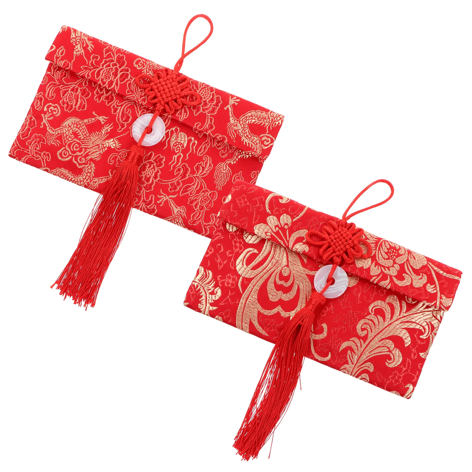 

2 Pcs Spring Festival Red Envelope Silk Pockets Chinese Lucky Money Bag Small New Year Vietnamese Hong Bao Luxurious Envelopes