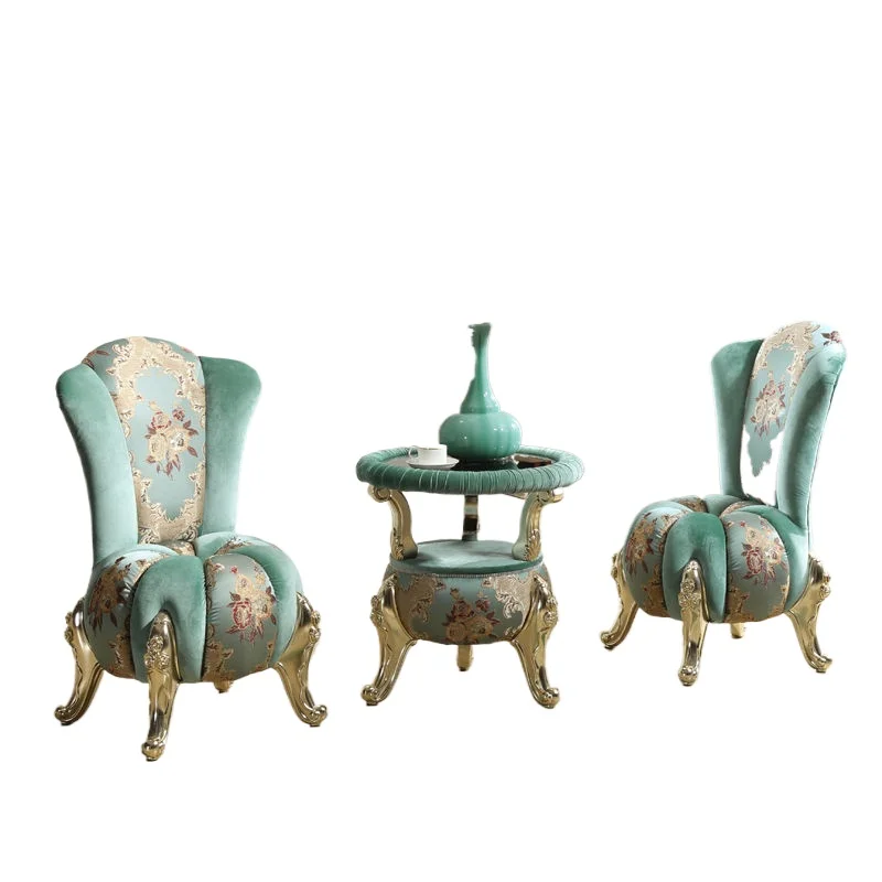 European living room bedroom balcony leisure chair three-piece set, creative single small sofa chair coffee table