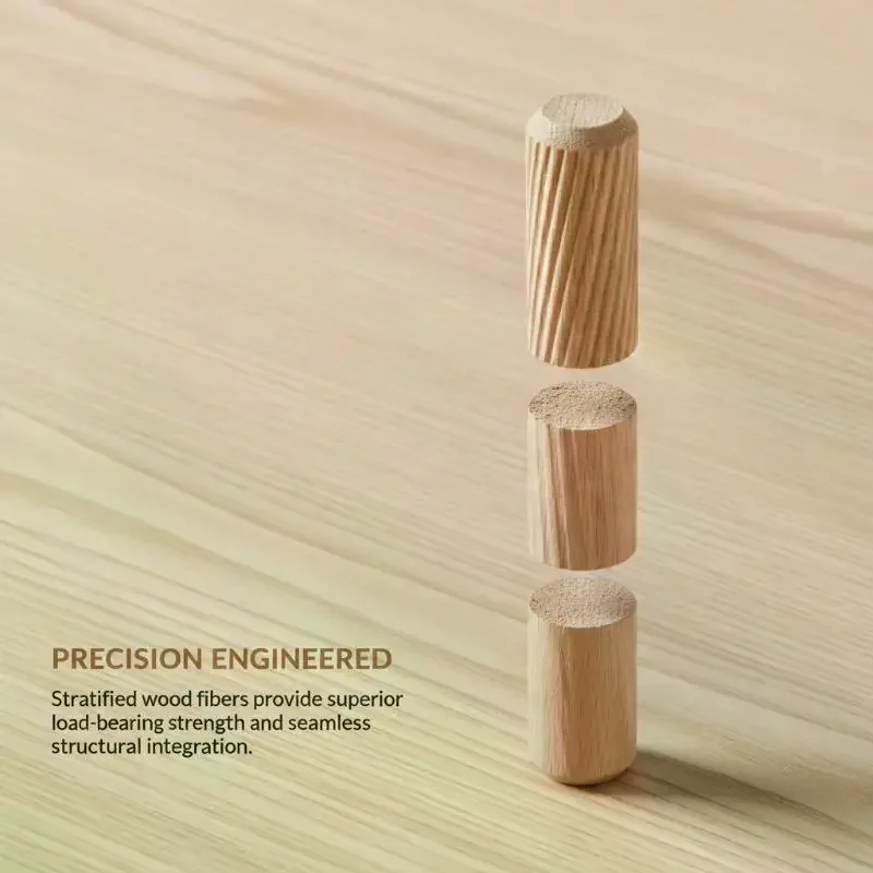 100Pcs Wooden Dowel Cabinet Drawer Round Fluted Wood Craft Dowel Pins Rods Set Furniture Fitting Wooden Dowel Pin
