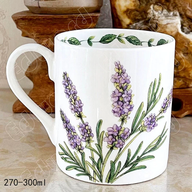 Lavender Pattern Mug Nordic Style Ceramic Coffee Cup Household Tea Mugs Water Cups Afternoon Tea Set Ceramics Tableware Crafts