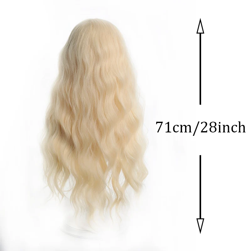 Lolita long roll wig with bangs for women light gold long roll synthetic wig easy to wear suitable for cosplay Halloween parties