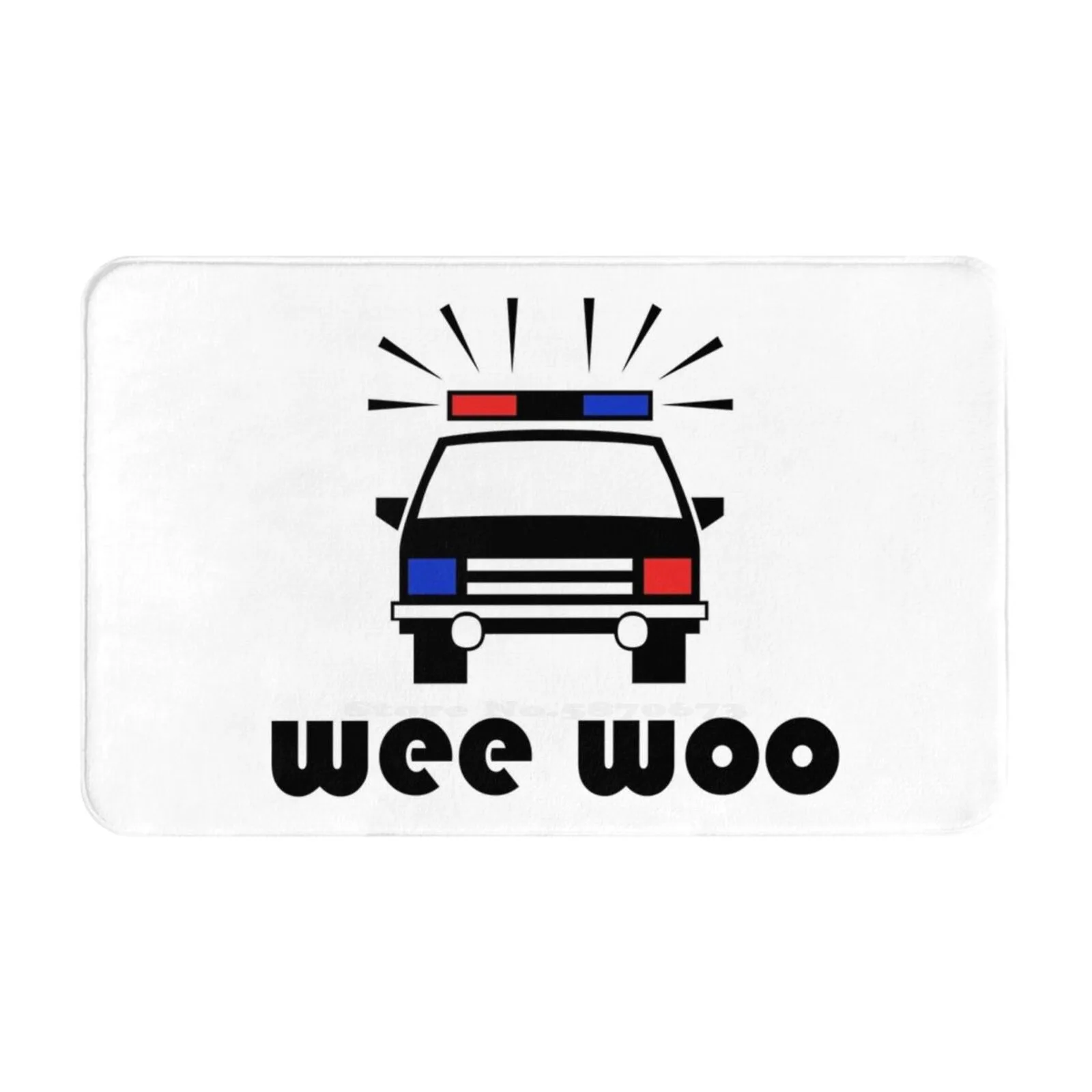 Wee Woo Police Car Soft Cushion Car Home Carpet Door Mat Officer Law Enforcement Thin Blue Line Kids Vehicle Police Wife Leow