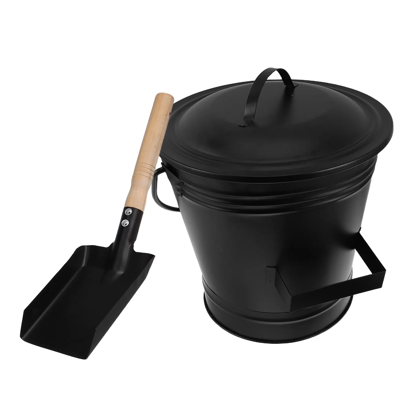 

Набор из 1 шт. настенного черного металлического ведра для золы с крышкой и совком, термостойкий, сверхпрочный, для дровяной печи/камина