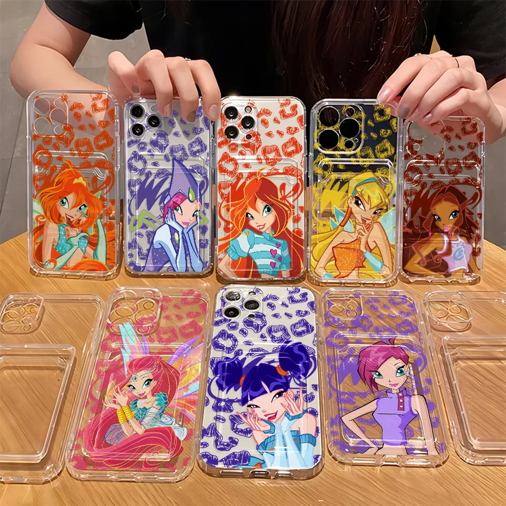 Cartoon Girl W-Winx Clubs Card Hold Case for Samsung Galaxy A17 A07 A56 A36 A26 A55 A35 A24 A14 A54 A15 A25 A34 A23 4G 5G Cover