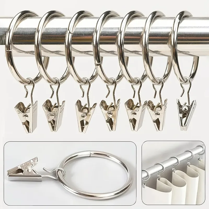 19 pcs 25mm Drapery Ring Clips, Strong Clip Grip and Sturdy Metal Ring, ideal for Living Room Drapery