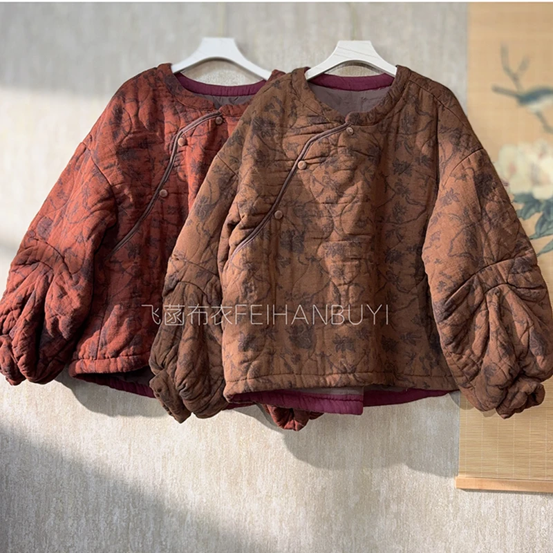 

Новое поступление 202, осенне-зимний женский винтажный пуловер с принтом, парки с круглым вырезом и длинными рукавами, хлопковые повседневные теплые утепленные пальто F124