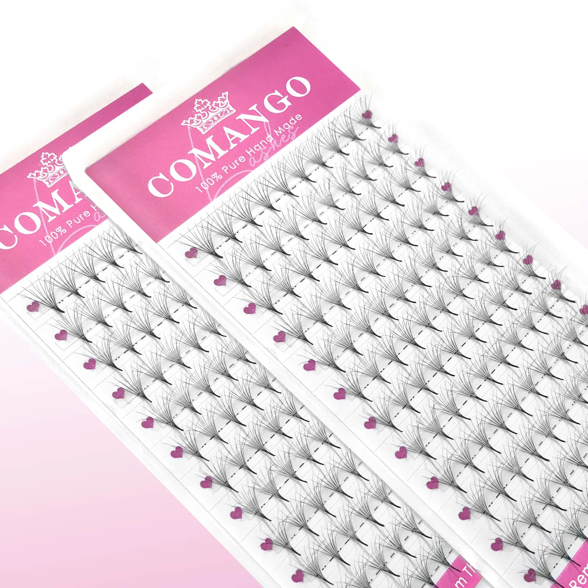 CoMango 6D Pointy Base Premade Fans Double Layers Eyelashes Extension 6D Fluffy Mega Volume Eyelash Soft Silk Fan Faux Cilios