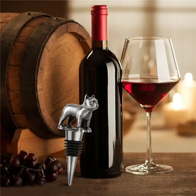 ユニークなフレンチブルドッグ型メタルワインストッパー、動物ボトルストッパー、シャンパンバーウェア、結婚式、パーティー、クラブ、レストラン用