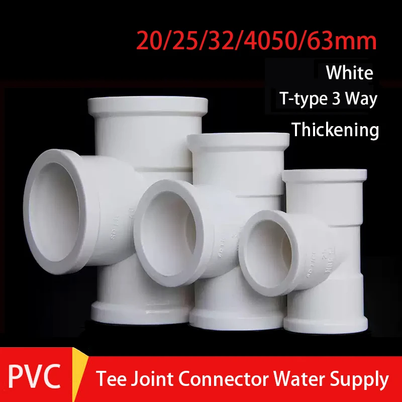 1-10pc White 20/25/32/40/50mm Thickening PVC Direct Elbow Tee Garden Irrigation Water Pipe Aquarium Fish Tank Piping Connector