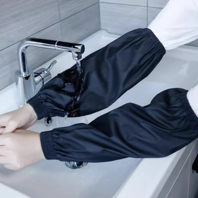 

Heavy-Duty Black Faux Leather Arm Sleeves - Waterproof & Oil-Resistant for Kitchen, Occupational Work & Industrial Use