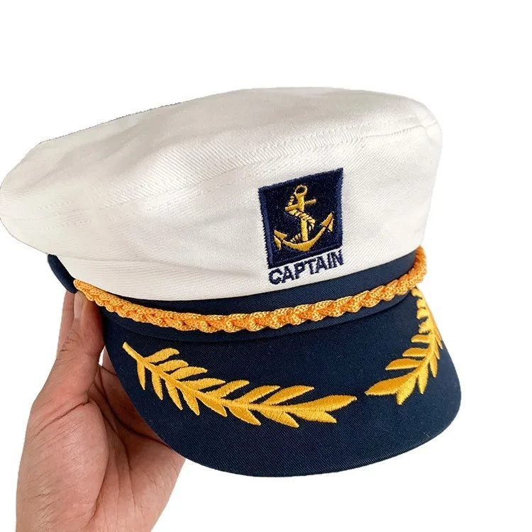 Militärhut, Armee-Schirmmütze, flacher Kapitän, Marineblau, Sommer, heißes Mädchen, Foto, Matrose macht Gesichtslook, Retro-Baskenmütze 8M206