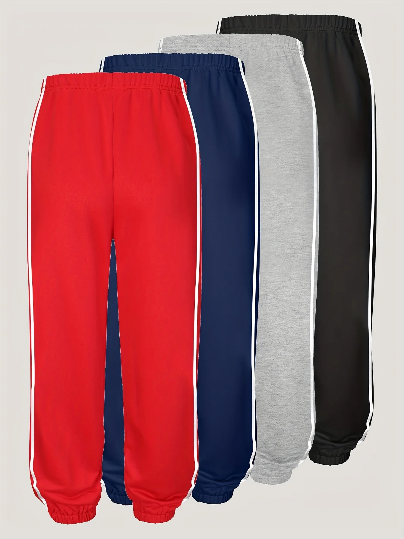 4-Piece Set Boys Solid Color Sport Pants Ensemble Suitable for Spring Summer Autumn Fashion Casual Daily Commute Wear