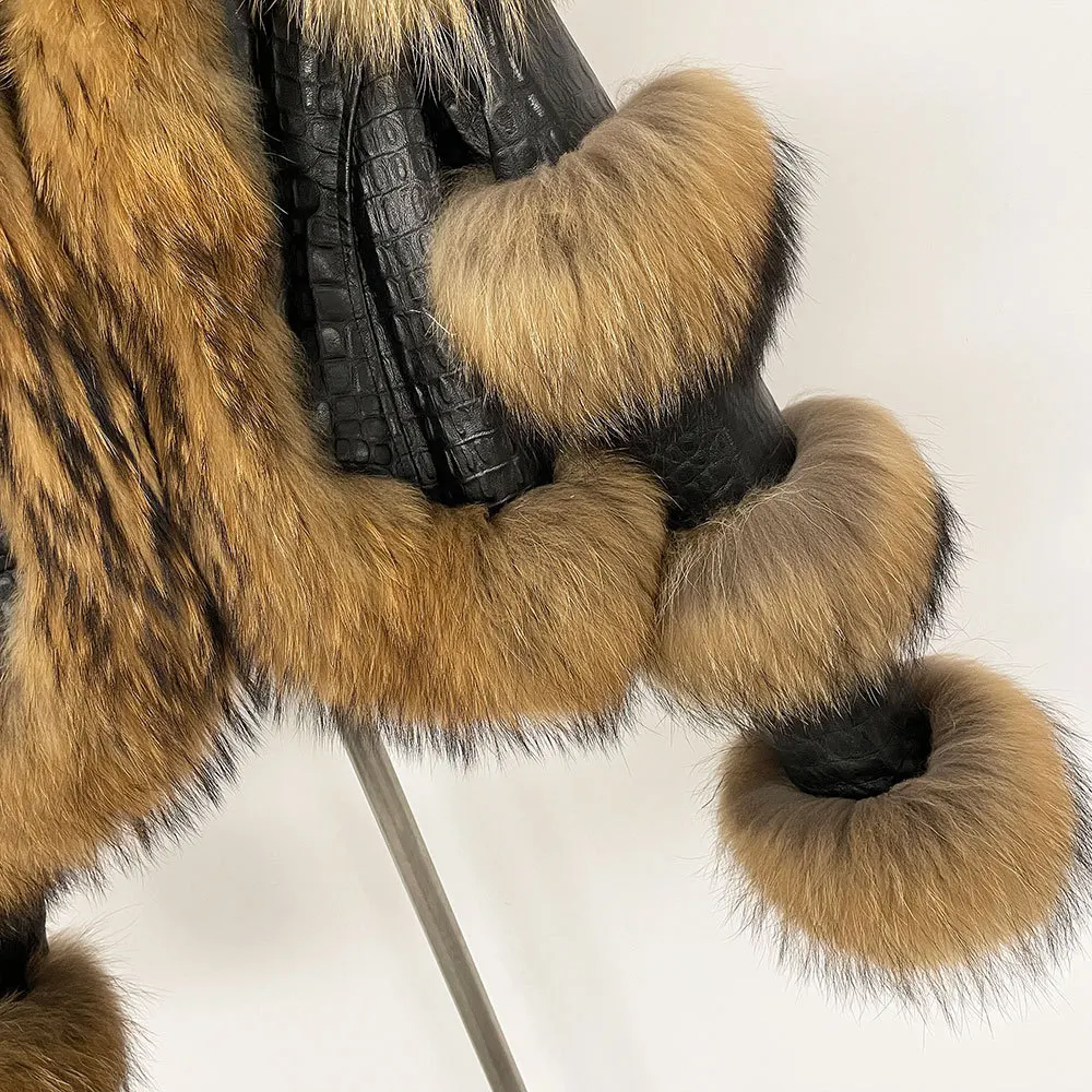 2024 giacca invernale da donna in vera pelle moda autunnale giacca in vera pelliccia di volpe giacca di pelle di pecora per donna