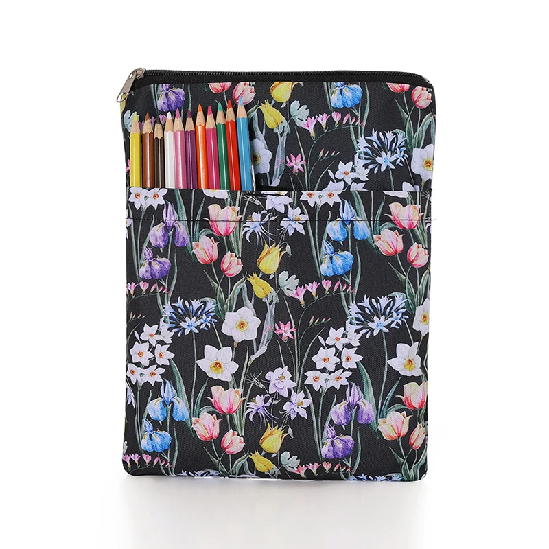1pc Book Sleeves Flowers Book Protector Book Covers for Paperbacks Washable Cloth Book Cover with Zipper and Extra Sleeve Pocket