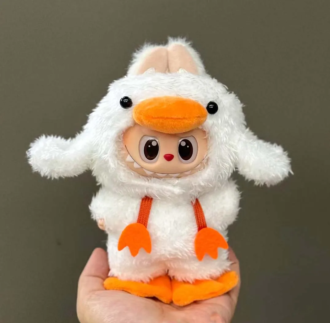 Vêtements pour poupées Labubu 15/17Cm Gen 1-3, Costume de canard en peluche mignon avec chaussures, ensemble d'accessoires pour vêtements, 2025