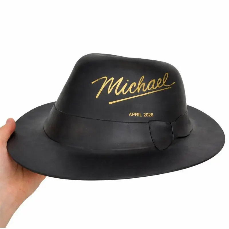 New Black Hat Popcorn Bucket Gold Foil Retro Movie Lettering 3D Printed Nostalgic Cinema Snack Container Minimalist Storage