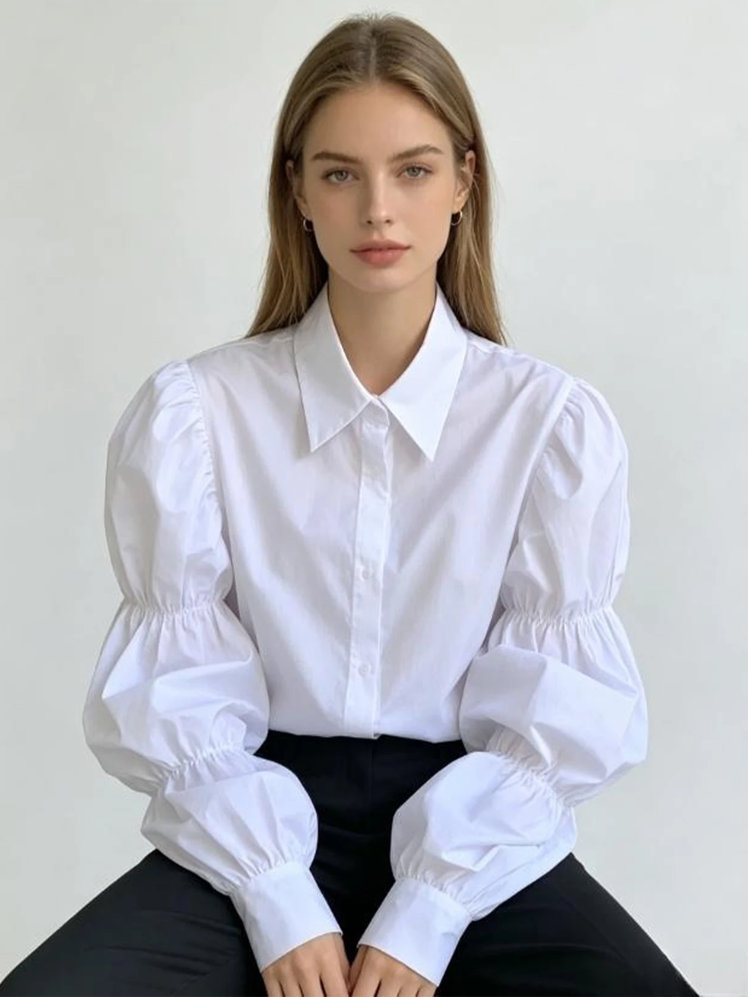 Women White Blouses and Shirts Korean Style Y2k Gyaru Long Sleeve Blouse Elegant Vintage Long Sleeve Shirt for Women Summer 2026