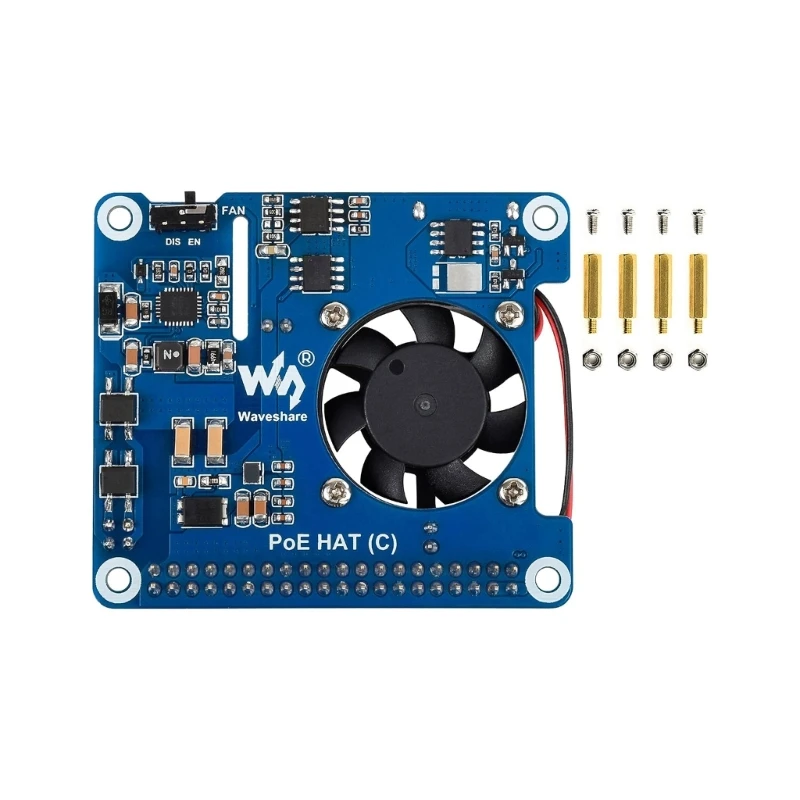 POE HAT Expansion Board forRaspberryPi 4B/3B+ 5V USB-A and 12V Header Outputs with Cooling Fan