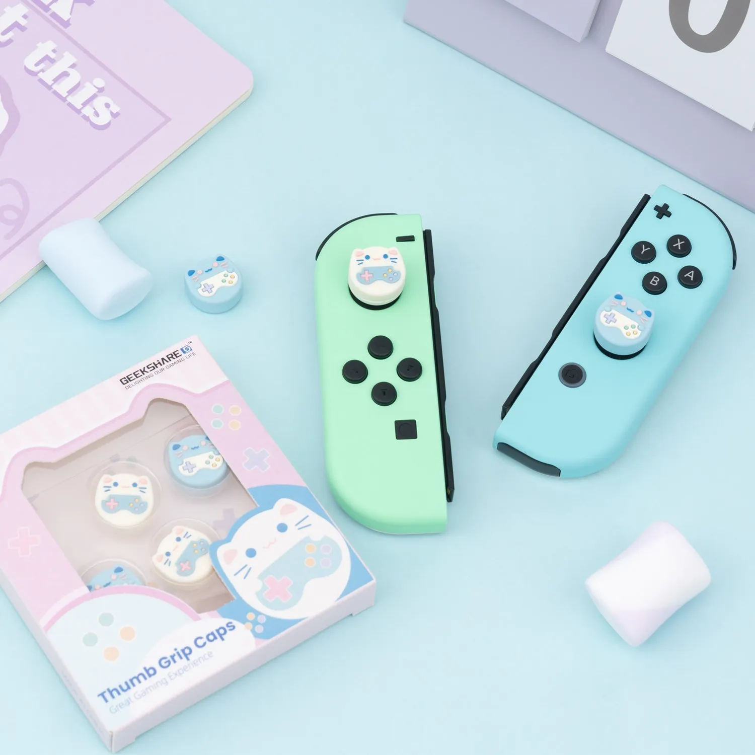 GeekShare Game Cat przełącznik Nintendo Joy-con uchwyt na kciuki czapki na przełącznik sterowanie pokrywa NS OLED Joystick pokrywa dla NS Lite