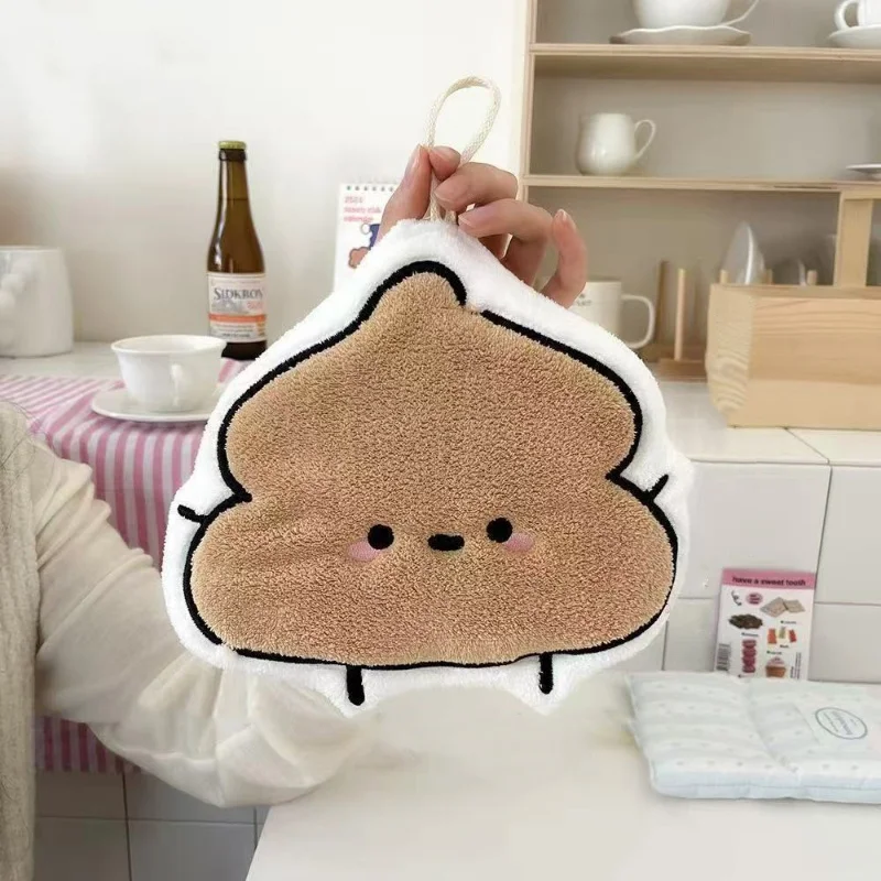 Toalla de Mano Absorbente y Gruesa con Diseño de Dibujos Animados - Toallita Cuadrada Pequeña de Terciopelo Coral para Colgar, de Doble Uso para Cocina y Baño